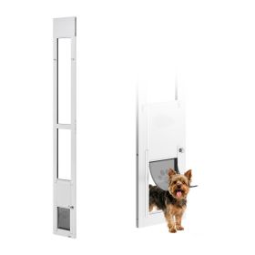 Dog Door for Sliding Glass Door, 75 7/8" to 80 11/16" Adjustable Height, Aluminum Alloy Frame with Flap and Rotating Hinge, Lock Design (Number of Door Curtains: 1 Door Curtain, Curtain Size: Size S)